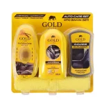 "ست نگهداری از خودرو گلدکر مدل GC9018 مجموعه سه عددی به همراه دستمال، شامل ابزارهای حرفه‌ای برای تمیز کردن و براق کردن سطوح مختلف خودرو، مناسب برای استفاده در کارواش‌ها و صفرشویی‌ها."