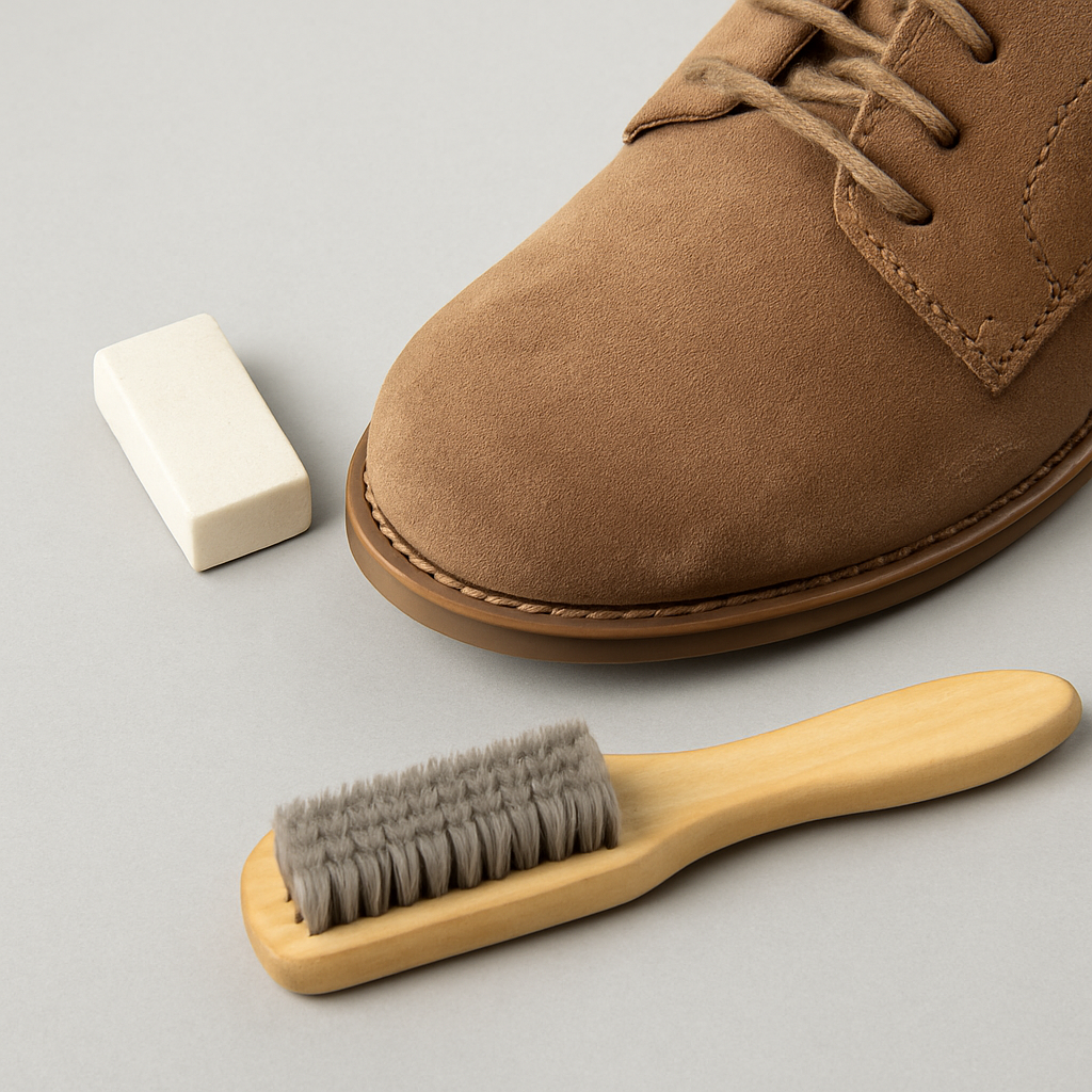 روش درست استفاده از پاک‌کن نبوک برای تمیز کردن کفش‌های خاص؛ آموزش تمیز کردن حرفه‌ای کفش‌های نبوک بدون آسیب به بافتش.